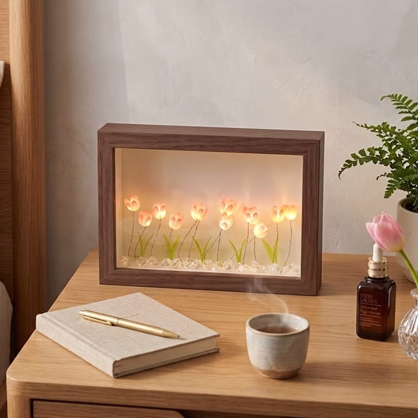 deconext-product-wallart-17003-2 تابلو چوبی دشت لاله مستطیل نورانی کد 17003 - Image 1